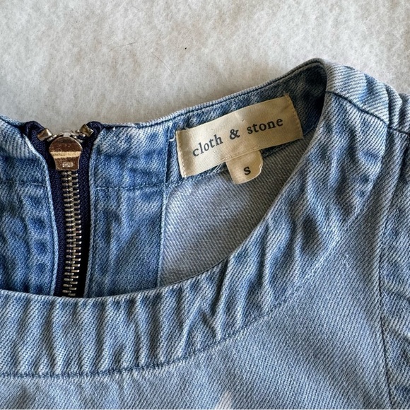 Cloth & Stone Anthropologie Star Denim Shirt Mini Dress Cotton Size Small - Picture 2 of 9
